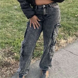 SHEIN Black Flare Wide Leg Jeans XS